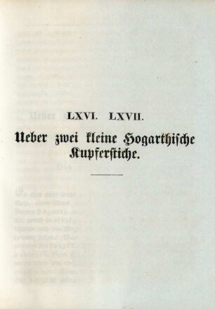 LXVI. LXVII. Ueber zwei kleine Hogarthische Kupferstiche