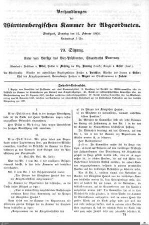 79. Sitzung, Stuttgart, 15.2.1868