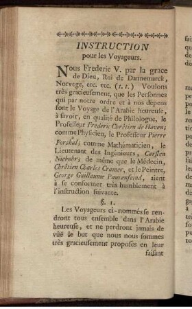 Instruction pour les Voyageurs.
