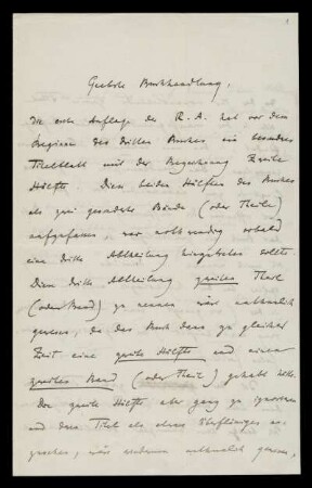 Brief von Herman Grimm an Dieterichsche Buchhandlung, Göttingen