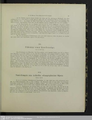 XIII. Vorrichtungen zum Aufstellen ethnographischer Objecte