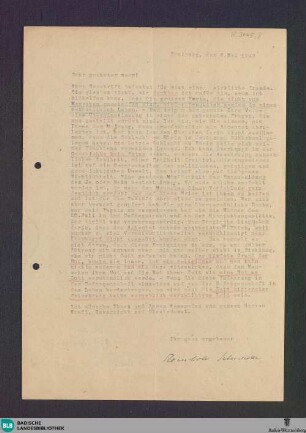 Brief von Reinhold Schneider an Unbekannt von 1947 - K 3445, 8-9