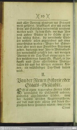 II. Von der Neuen Historie oder Staats-Geschichte