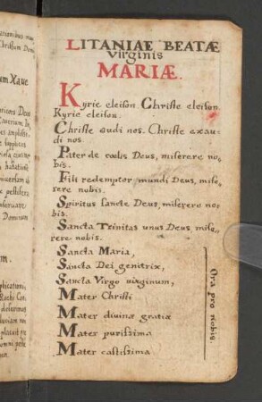 Litaniae Beatae virginis Mariae.