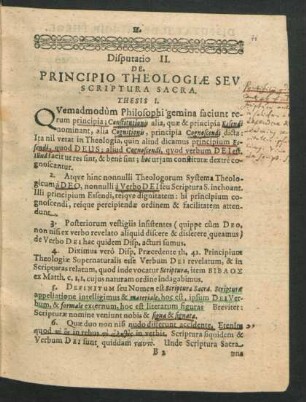 Disputatio II. De Principio Theologiae Seu Scriptura Sacra.