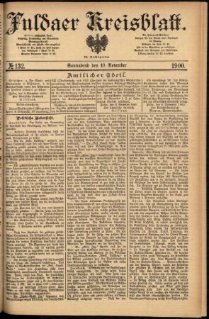 Erste Ausgabe vom Samstag, den 10. November 1900.