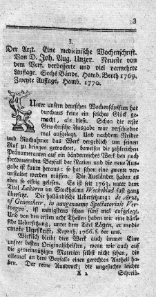 Der Arzt. Eine medicinische Wochenschrift. N.verb.Ausg. Bd.1-6.