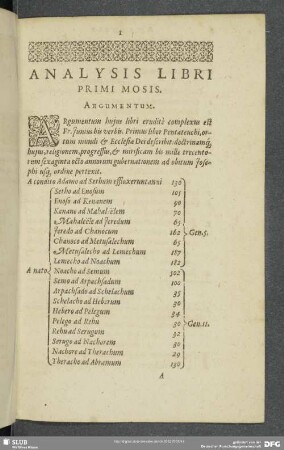 Analysis Libri Primi Mosis