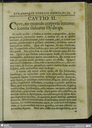 Cautio II. Cave, ne quaevis corporis intumescentia videatur Hydrops