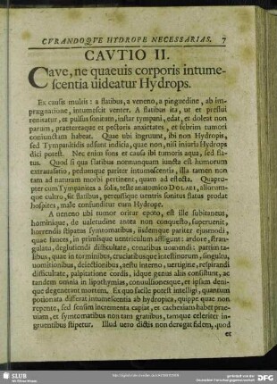 Cautio II. Cave, ne quaevis corporis intumescentia videatur Hydrops