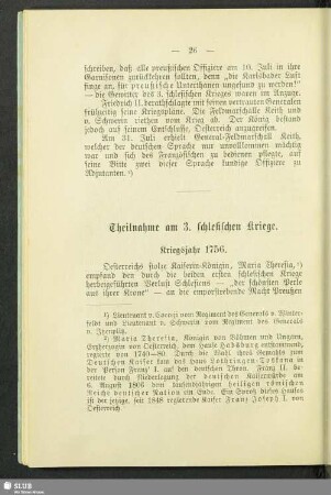 Theilnahme am 3. schlesischen Kriege