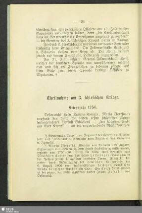 Theilnahme am 3. schlesischen Kriege