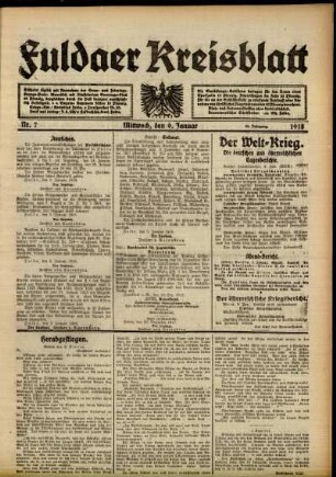 Ausgabe vom Mittwoch, den 09. Januar 1918.