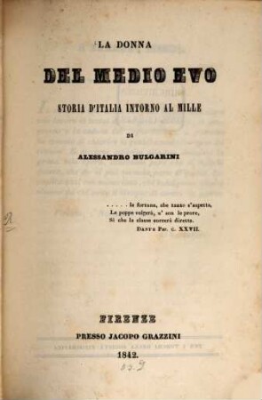 La donna del medio evo : Storia d'Italia intorno al mille