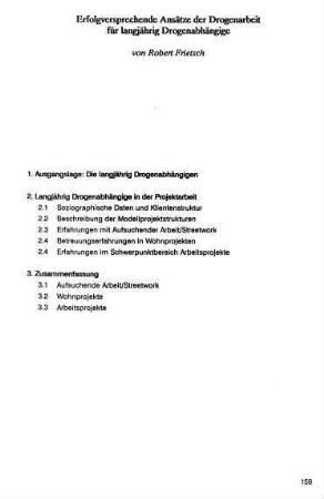 159-174, Erfolgsversprechende Ansätze der Drogenarbeit für langjährige Drogenabhängige