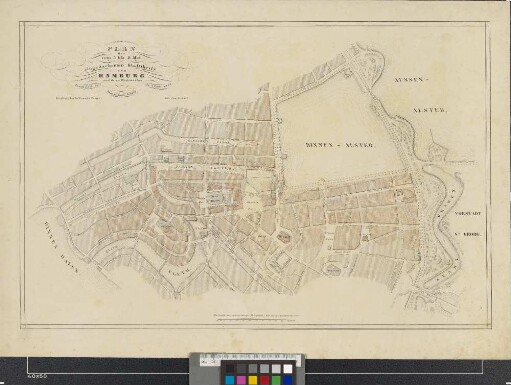 Plan des vom 5. bis 8. Mai eingeäscherten Stadttheils von Hamburg und deren Wiederaufbau
