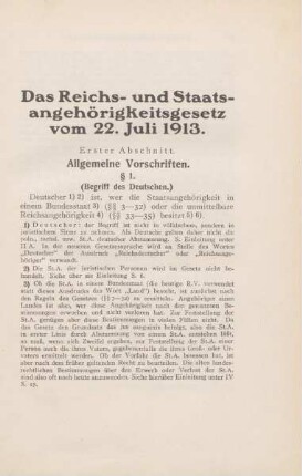 Erster Abschnitt. Allgemeine Vorschriften