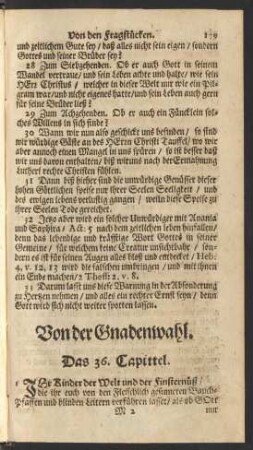 Von der Gnadenwahl.