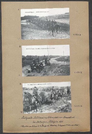 Fotopostkarten von der belgischen Artillerie auf dem Schießplatz von Brasschaet bei Antwerpen, Frühjahr 1914: Brasschaet-Polygone - Une batterie montée, en colonne