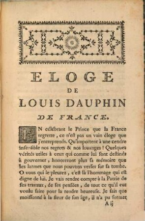 Eloge de Louis Douphin de France