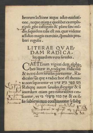 Literae Quedam Radicalesquaedam vero serviles.