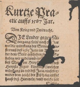 Kurtze Practic auffs 1587 Jar.