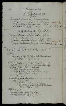 Ein Geschenk des Hhrn HfR. Buhle. - Ein Geschenck des Hhrn Prof. Sochatsky [Pavel Afanas'evič Sochackij]. - Ein Geschenck Sr. K. Maj. [König Georg III. von Großbritannien] in England.