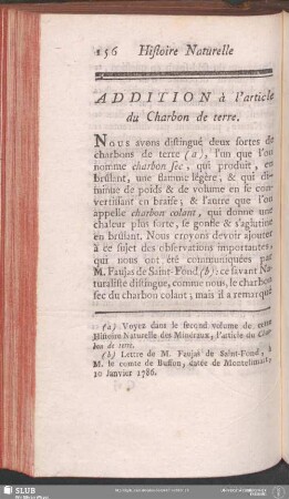 Addition à l'article du Charbon de terre