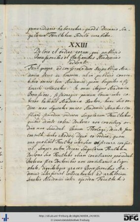 [fol. 15] De loco et ordine eorum, qui publicis processionibus et stationibus academicis adsunt