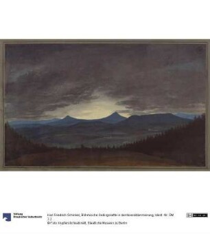 Böhmische Gebirgskette in der Abenddämmerung