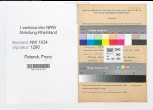 Entnazifizierung Franz Peterek , geb. 17.01.1911 (Stabsfeldwebel)