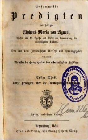 Gesammelte Predigten des heiligen Alphons Maria von Liguori, 1. Kurze Predigten über die sonntäglichen Evangelien
