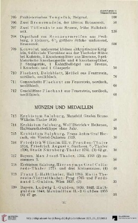 Münzen und Medaillen (Nr. 713-732)