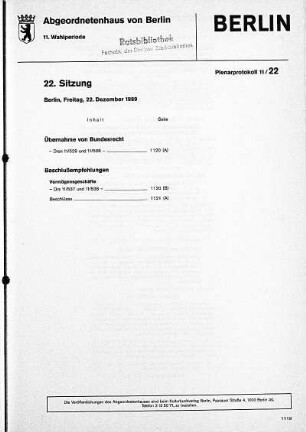 Nr. 22, 22. Dezember 1989