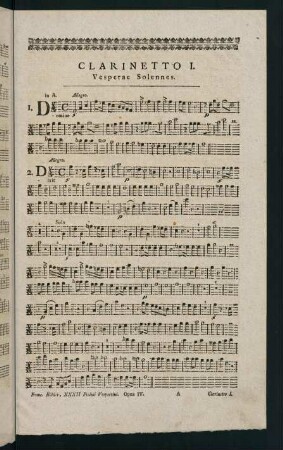 1-8, Clarinetto I. Vesperae Solennes.