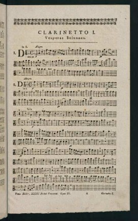 1-8, Clarinetto I. Vesperae Solennes.