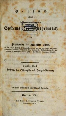 Differential und Integral-Rechnung oder Lehrbuch der höhern Analysis