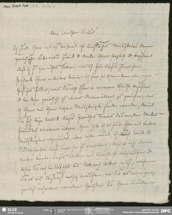 Eigenh. Brief von Johann Ferdinand Koreff an August Wilhelm von Schlegel, Paris, 1807