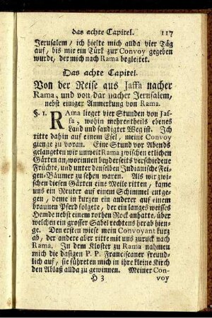 Das achte Capitel. Von der Reise aus Jaffa nacher Rama, und von dar nacher Jerusalem, nebst einiger Anmerkung von Rama.