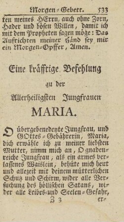 Eine kräfftige Befehlung zu der Allerheiligsten Jungfrauen Maria