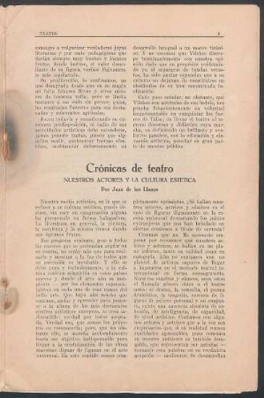 Crónicas de teatro : nuestros actores y la cultura estética