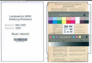 Entnazifizierung Heinrich Bauer , geb. 04.10.1891 (Verwaltungsangestellter)