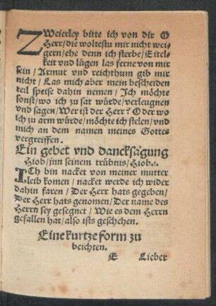 Ein gebet und dancksagung Hiob ...