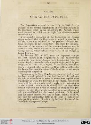 Regulations A.D. 1803