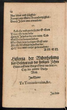 Historia der Widerholung des Gesetzes und der heiligen Zehen Gebot auff dem Berge Sinai ...