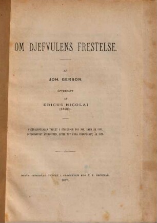 Joh. Gersons bok Om Djefvulens frestelse