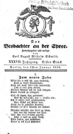 1. Stueck, 1. Januar 1838