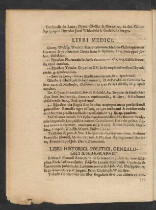 Libri Historici, Politici, Genealogici & Geographici.