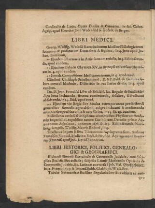 Libri Historici, Politici, Genealogici & Geographici.