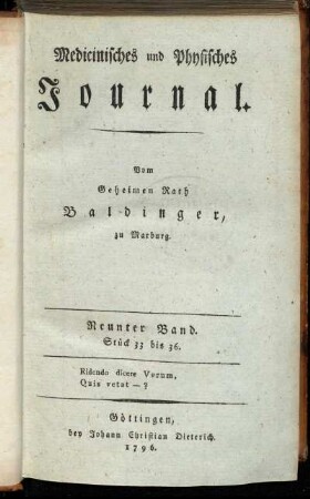 9: Medicinisches und Physisches Journal